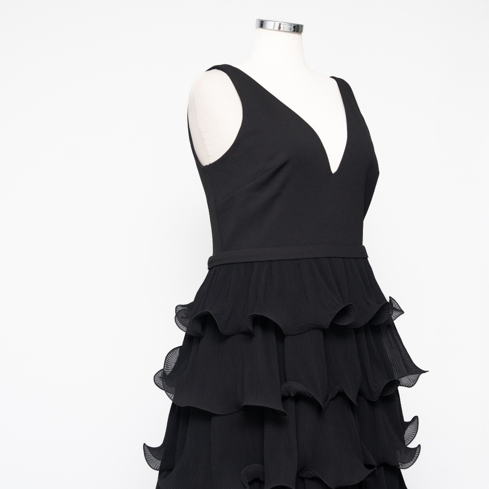 Betsy and Adam Women's V Neck Tiered Long Gown - Picture 13 of 13